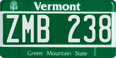 VT license plate ZMB238