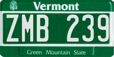 VT license plate ZMB239