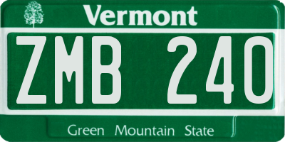VT license plate ZMB240
