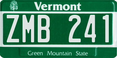 VT license plate ZMB241