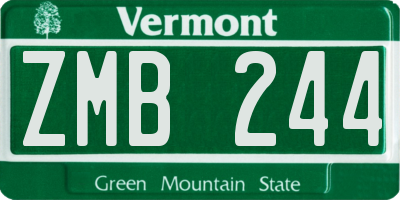 VT license plate ZMB244