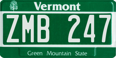 VT license plate ZMB247