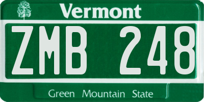 VT license plate ZMB248