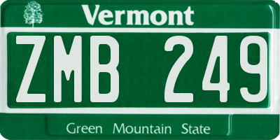 VT license plate ZMB249