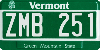 VT license plate ZMB251