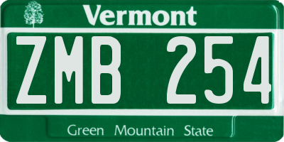 VT license plate ZMB254