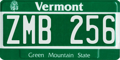 VT license plate ZMB256