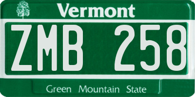 VT license plate ZMB258