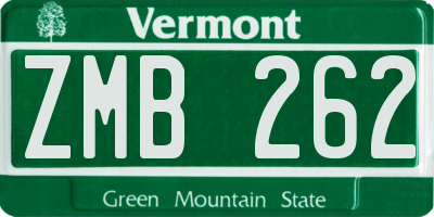 VT license plate ZMB262
