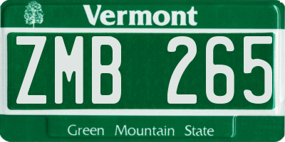 VT license plate ZMB265