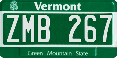 VT license plate ZMB267