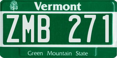 VT license plate ZMB271