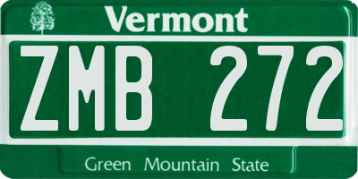 VT license plate ZMB272
