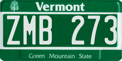 VT license plate ZMB273