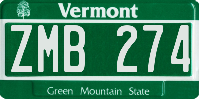 VT license plate ZMB274