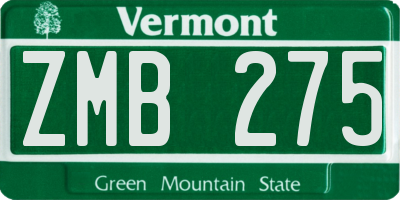 VT license plate ZMB275