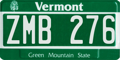 VT license plate ZMB276