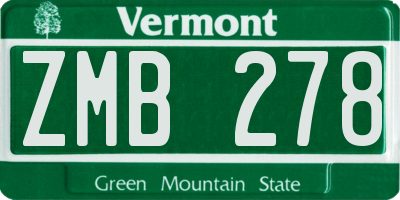 VT license plate ZMB278