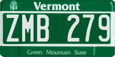 VT license plate ZMB279