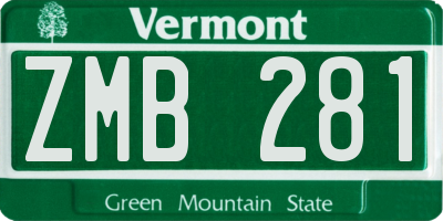 VT license plate ZMB281