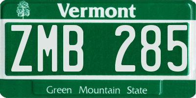 VT license plate ZMB285