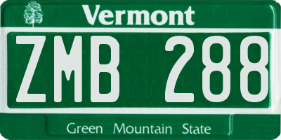 VT license plate ZMB288