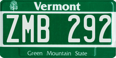 VT license plate ZMB292