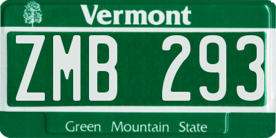 VT license plate ZMB293