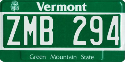 VT license plate ZMB294