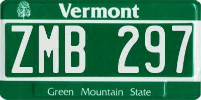 VT license plate ZMB297