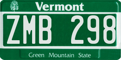 VT license plate ZMB298