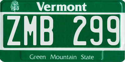 VT license plate ZMB299