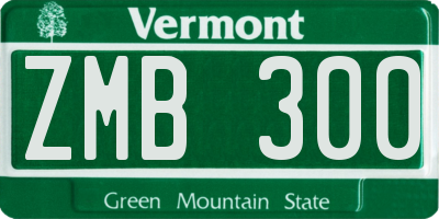 VT license plate ZMB300