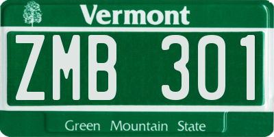 VT license plate ZMB301