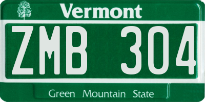 VT license plate ZMB304