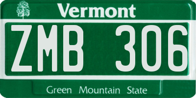 VT license plate ZMB306