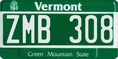 VT license plate ZMB308