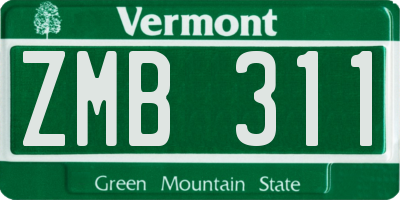 VT license plate ZMB311