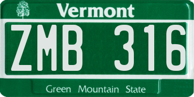 VT license plate ZMB316