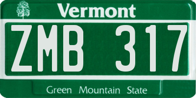 VT license plate ZMB317