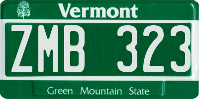 VT license plate ZMB323