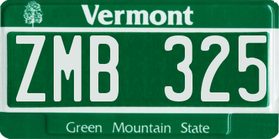 VT license plate ZMB325