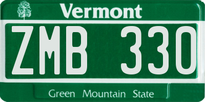 VT license plate ZMB330