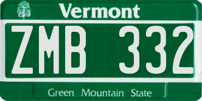 VT license plate ZMB332