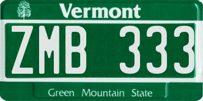 VT license plate ZMB333