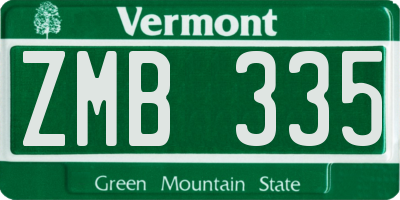 VT license plate ZMB335