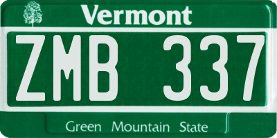 VT license plate ZMB337