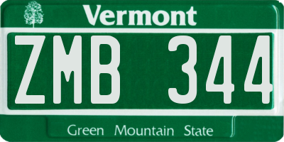 VT license plate ZMB344