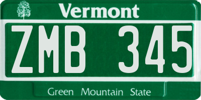 VT license plate ZMB345