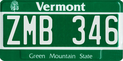 VT license plate ZMB346
